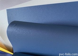 Couleur simple bleu-foncé de relief de PVC de film décoratif de membrane pour des portes