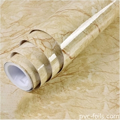 Film décoratif en PVC à grains de marbre très brillants pour les comptoirs et les surfaces intérieures