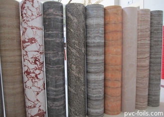 Couverture de marbre à haute brillance de meubles de petit pain de film de stratification de PVC décorative