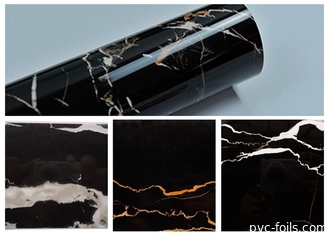 Enveloppe de marbre de vinyle de décor de granit de PVC de noir auto-adhésif à la maison de film pour des partie supérieure du comptoir