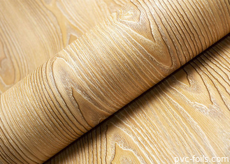 Grain en bois de relief profond de PVC de meubles de stratifié auto-adhésif d'aluminium