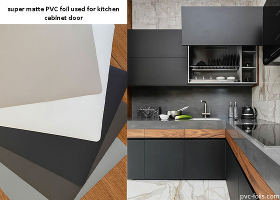 Aluminium décoratif noir mat superbe de PVC pour des portes d'armoire de cuisine