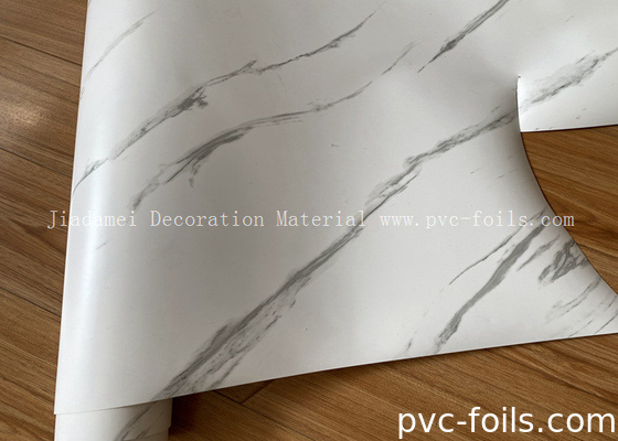 Film décoratif en PVC en marbre blanc pour l'emballage par presse à membrane
