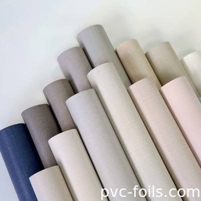 Rouleau de feuille de PVC décoratif pour la surface des meubles, conception en relief de tissu