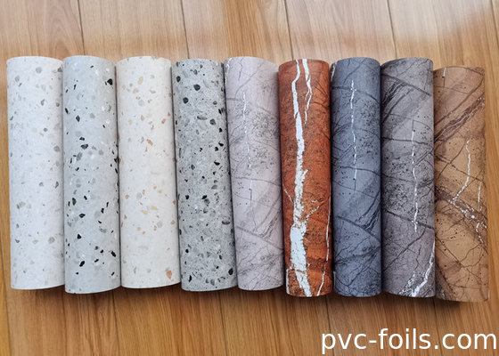 Film décoratif en PVC de marbre brillant pour revêtement de meubles à vide