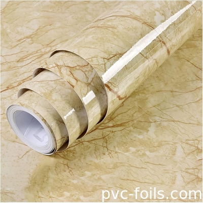 Film décoratif en PVC à grains de marbre très brillants pour les comptoirs et les surfaces intérieures