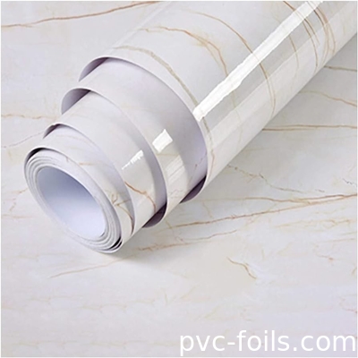 Film décoratif en PVC à grains de marbre très brillants pour les comptoirs et les surfaces intérieures