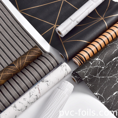 Matte film d'emballage en PVC en marbre noir pour panneaux muraux, stratification de meubles