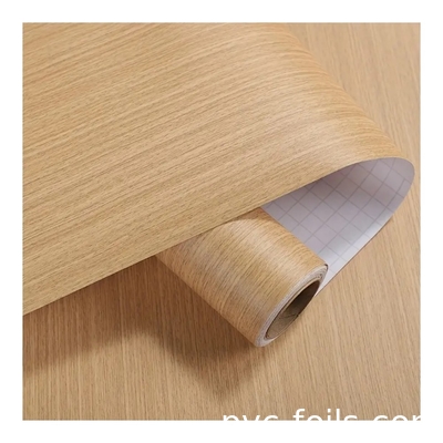 Couleur de stock Nouveau bois grain PVC film décoratif papier peint papier adhésif en bois