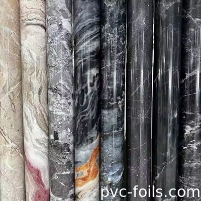 Film décoratif en PVC de marbre imprimé numériquement pour panneaux de meubles et projets de stratification