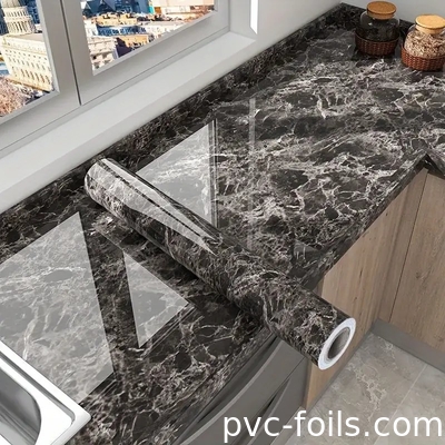 Film décoratif en PVC à haute définition à l'épreuve de l'huile pour comptoir de cuisine