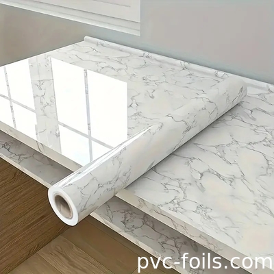 Film de décoration en PVC auto-adhésif en marbre blanc résistant à l'huile