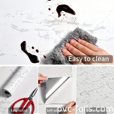 Film de décoration en PVC auto-adhésif en marbre blanc résistant à l'huile