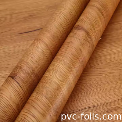 Super mat bois grain PVC enveloppement de feuille pour la décoration des panneaux muraux en WPC