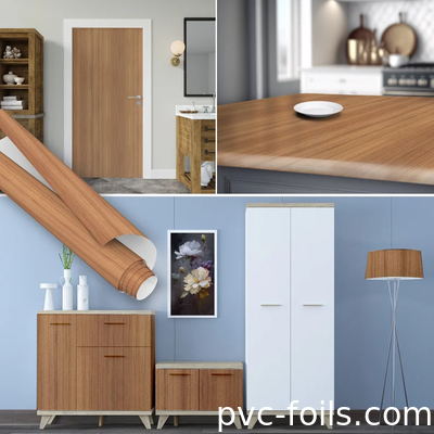 Plastiques autoadhésives pour meubles en grain de bois Film décoratif en PVC pour les comptoirs