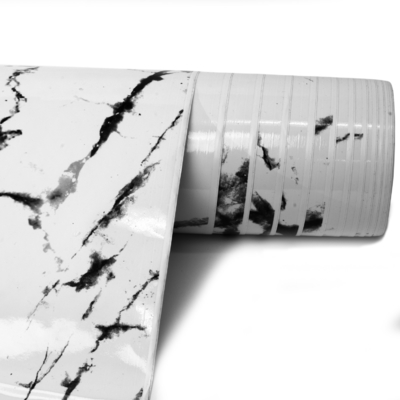 Des autocollants en vinyle en PVC de marbre très brillant résistant à l'eau pour les comptoirs