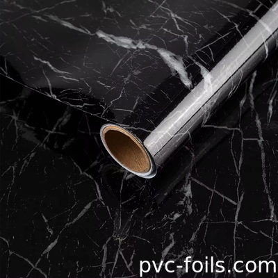 Film laminé PVC à effet marbre durable pour cuisine et meubles anti rayures Finition brillante