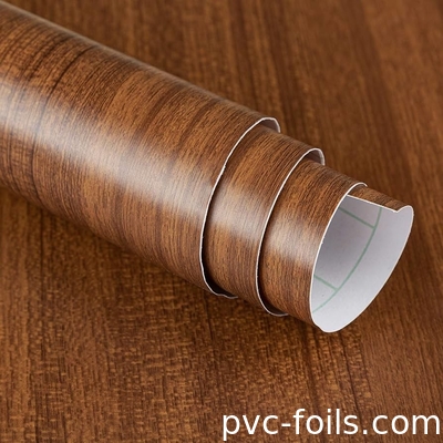 Longueur réglable du rouleau Feuille décorative en PVC au motif de noyer Résistant aux acides 30m-50m