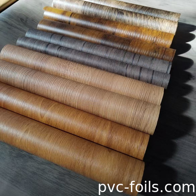 0.14mm PVC film de stratification décoratif texture en bois film en relief design en bois pour feuille stratifiée