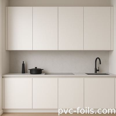Un film de PVC doux et luxueux avec une finition super mat pour les portes et les portes de meubles
