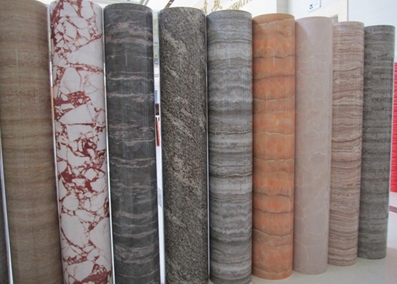 Couverture de marbre à haute brillance de meubles de petit pain de film de stratification de PVC décorative
