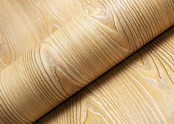 Grain en bois de relief profond de PVC de meubles de stratifié auto-adhésif d'aluminium